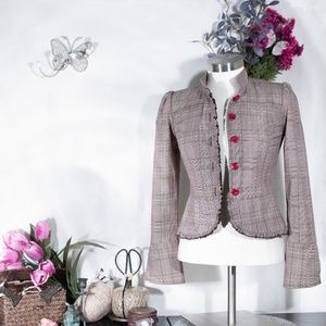 Kohl's My Michelle Clinch Waist Plaid Blazer Coat